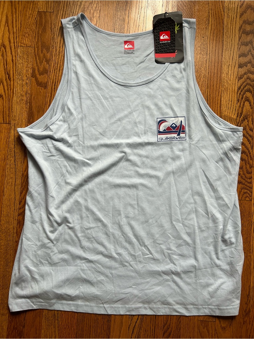 Quiksilver Light Blue Tank Top with Small Chest Logo